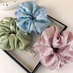 Oversized Glossy Silk Scrunchies - Piña Colada