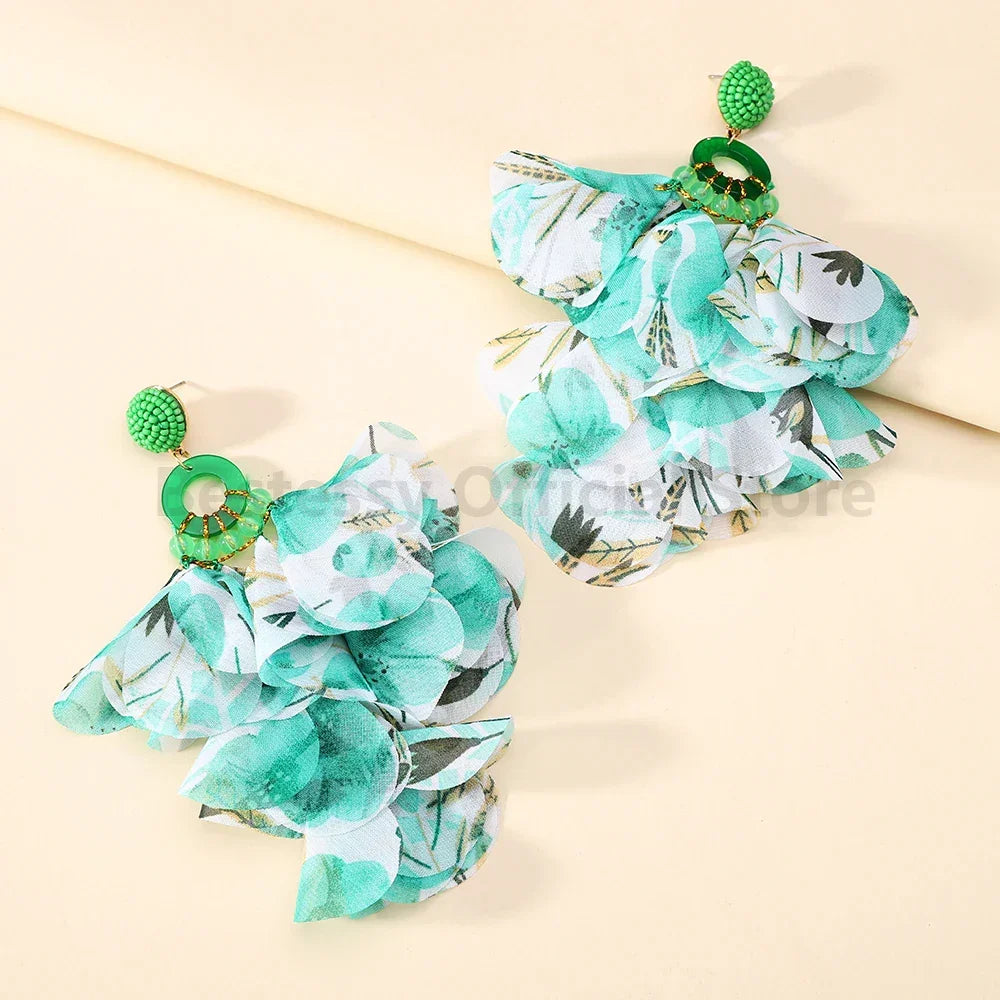 Boho Multicolor Cotton Flower Earrings - Piña Colada