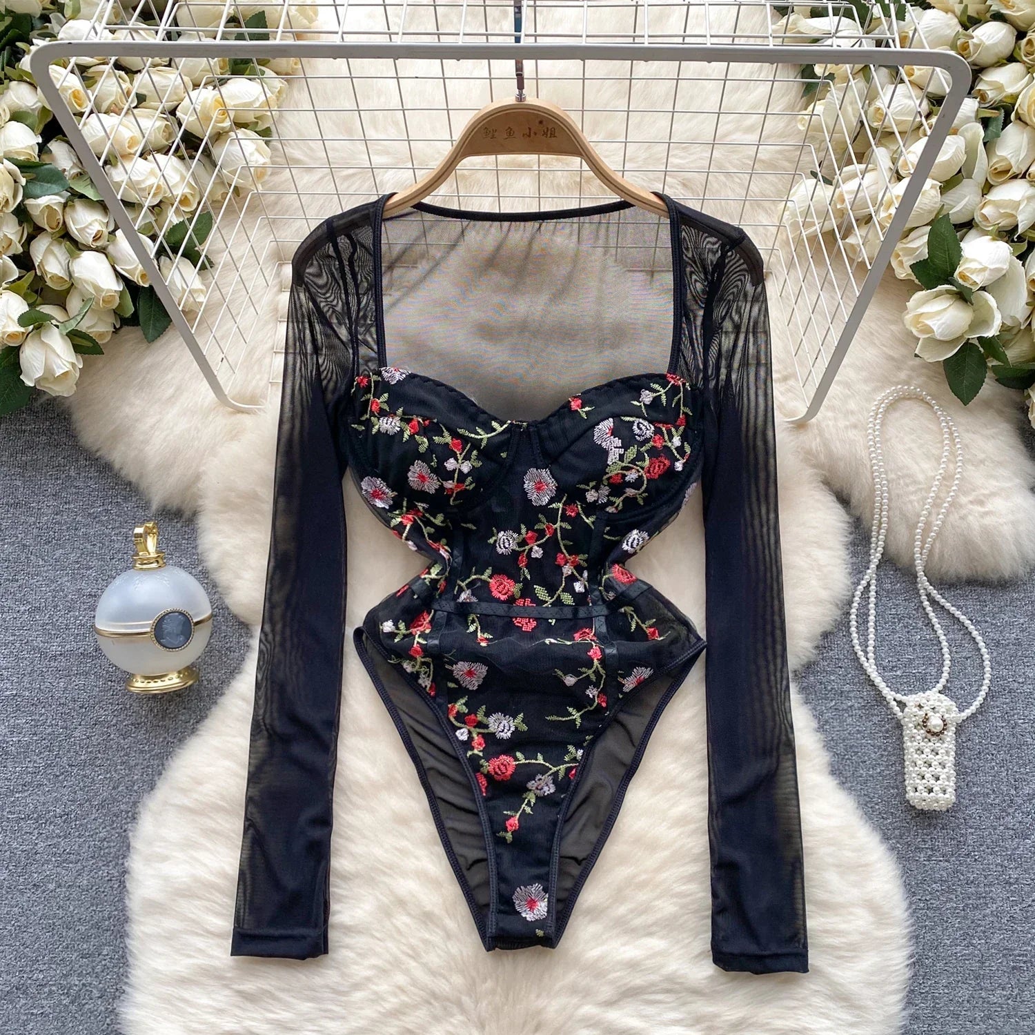 Floral Mesh Bodysuits - Piña Colada