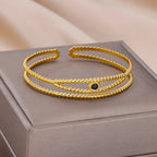 18K Gold-Plated Stainless Steel Cuff Bracelet for Women - Piña Colada