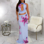 Floral Crop Top & Bodycon Skirt Set - Piña Colada