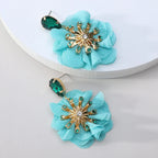 Lace Flower Cotton Drop Earrings - Piña Colada