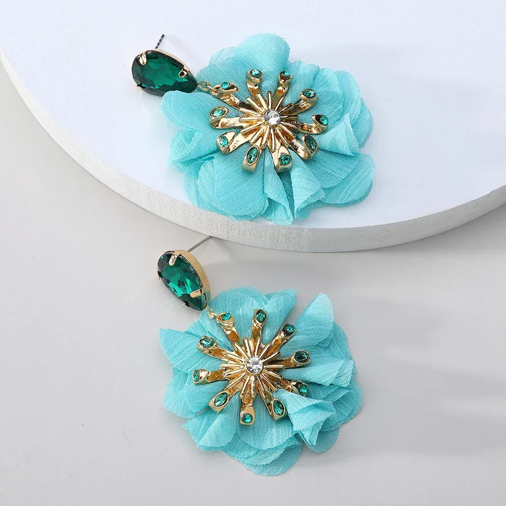 Lace Flower Cotton Drop Earrings - Piña Colada