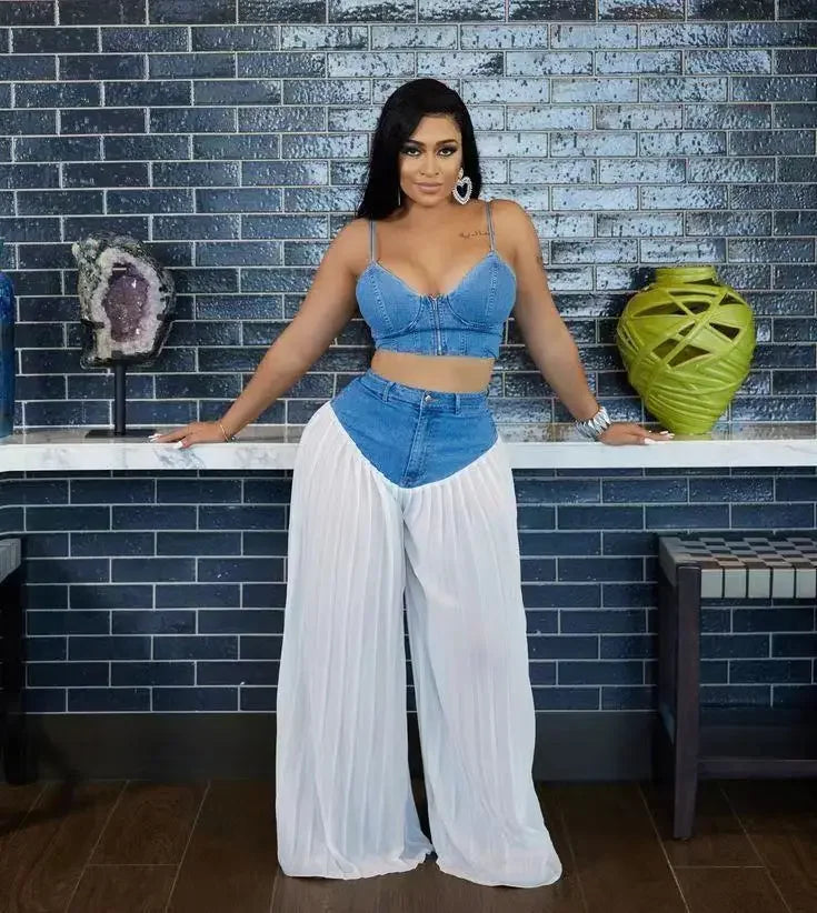 Elegant Solid Color Two-Piece Summer Set - Piña Colada