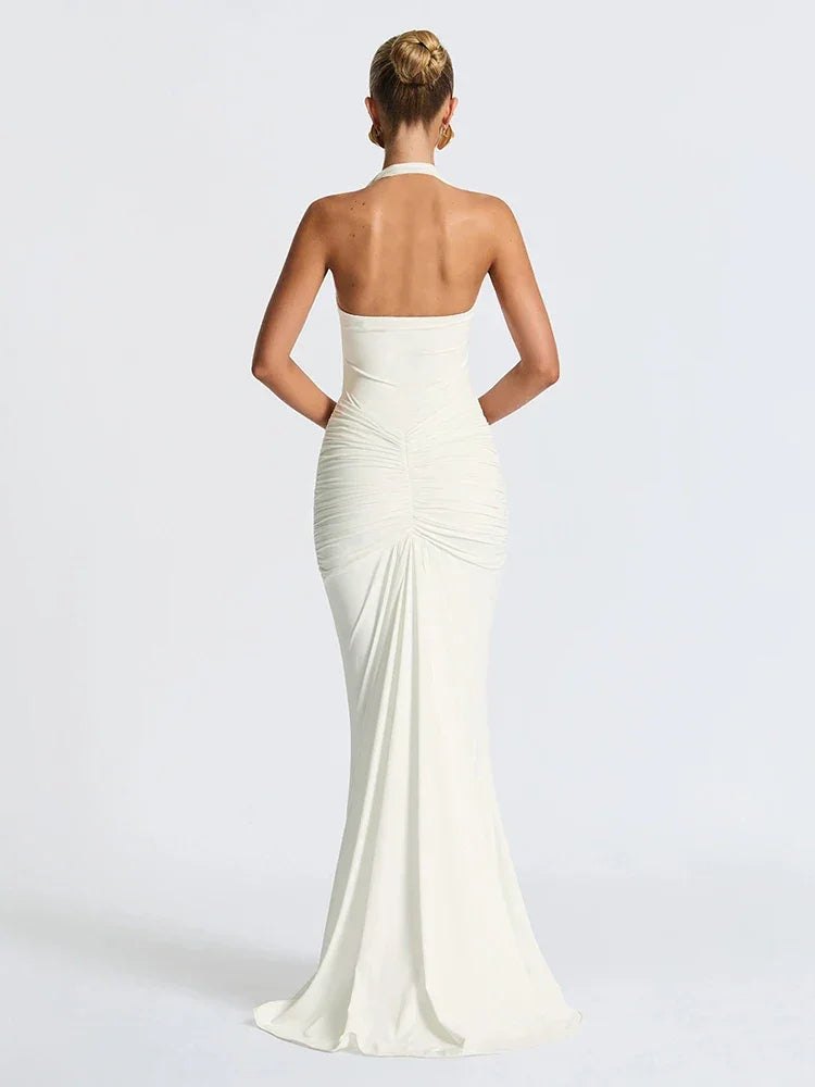 Maxi Dress Classic Solid Low Neck - Piña Colada