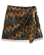 Vintage Geometric Print Knotted Mini Skirt - Piña Colada