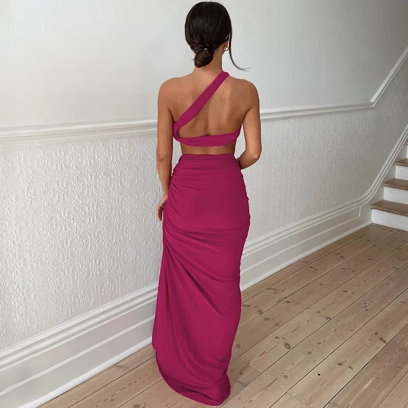 Bohemian Cut-Out Two-Piece Set – Floor-Length Skirt & Crop Top - Piña Colada