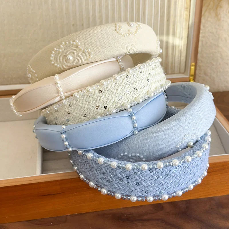 Print Pearl Crystal Headband - Piña Colada