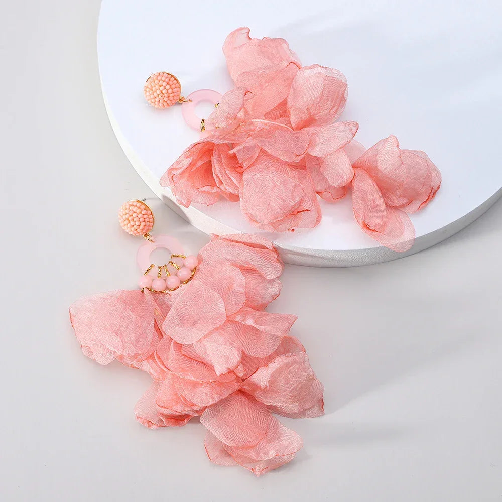Lace Flower Cotton Drop Earrings - Piña Colada