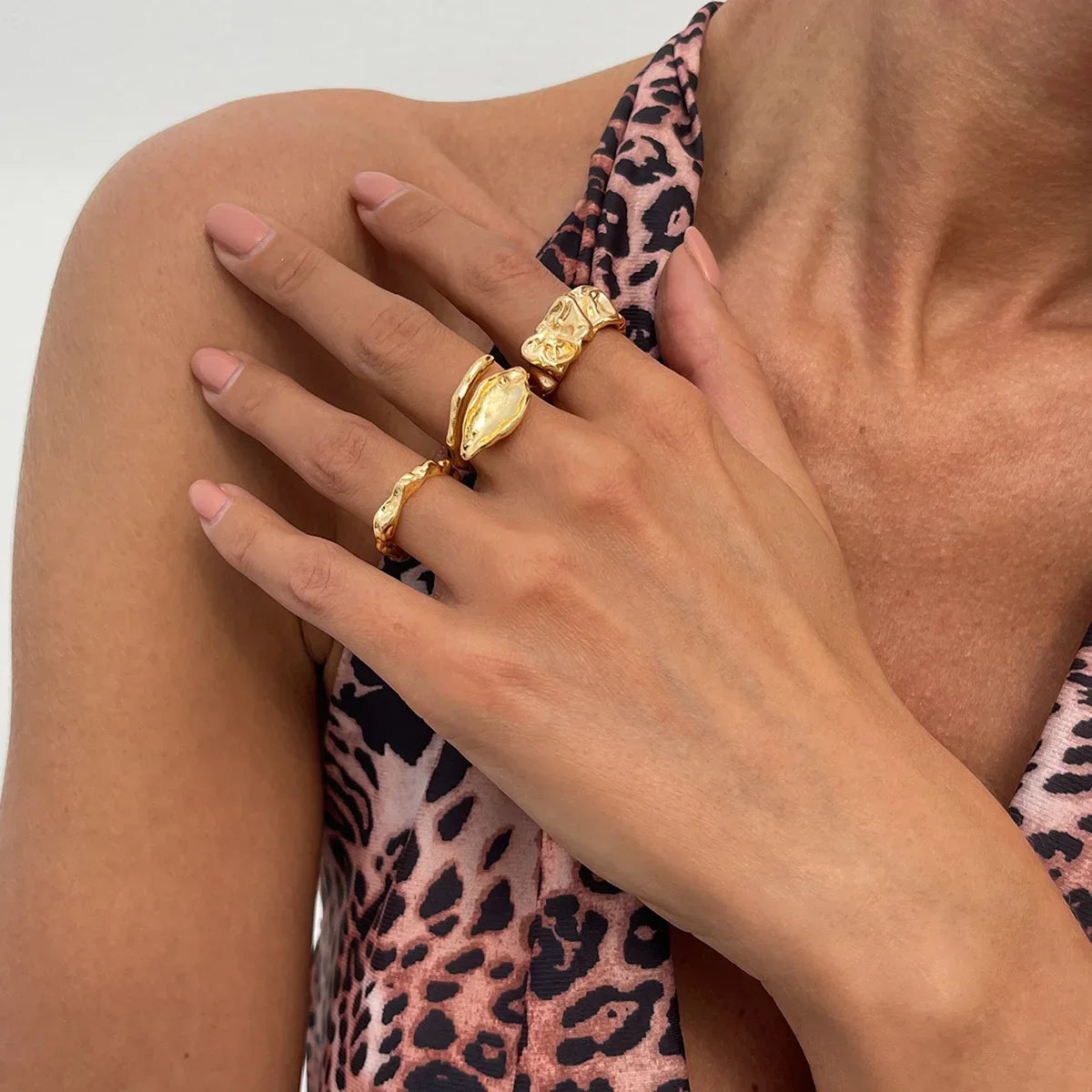 6Pcs/Set Vintage Sun Starfish Open Rings - Piña Colada
