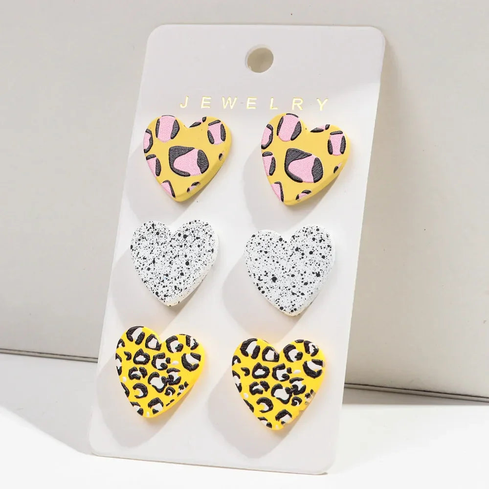 3Pairs/set Colorful Acrylic Earrings - Piña Colada
