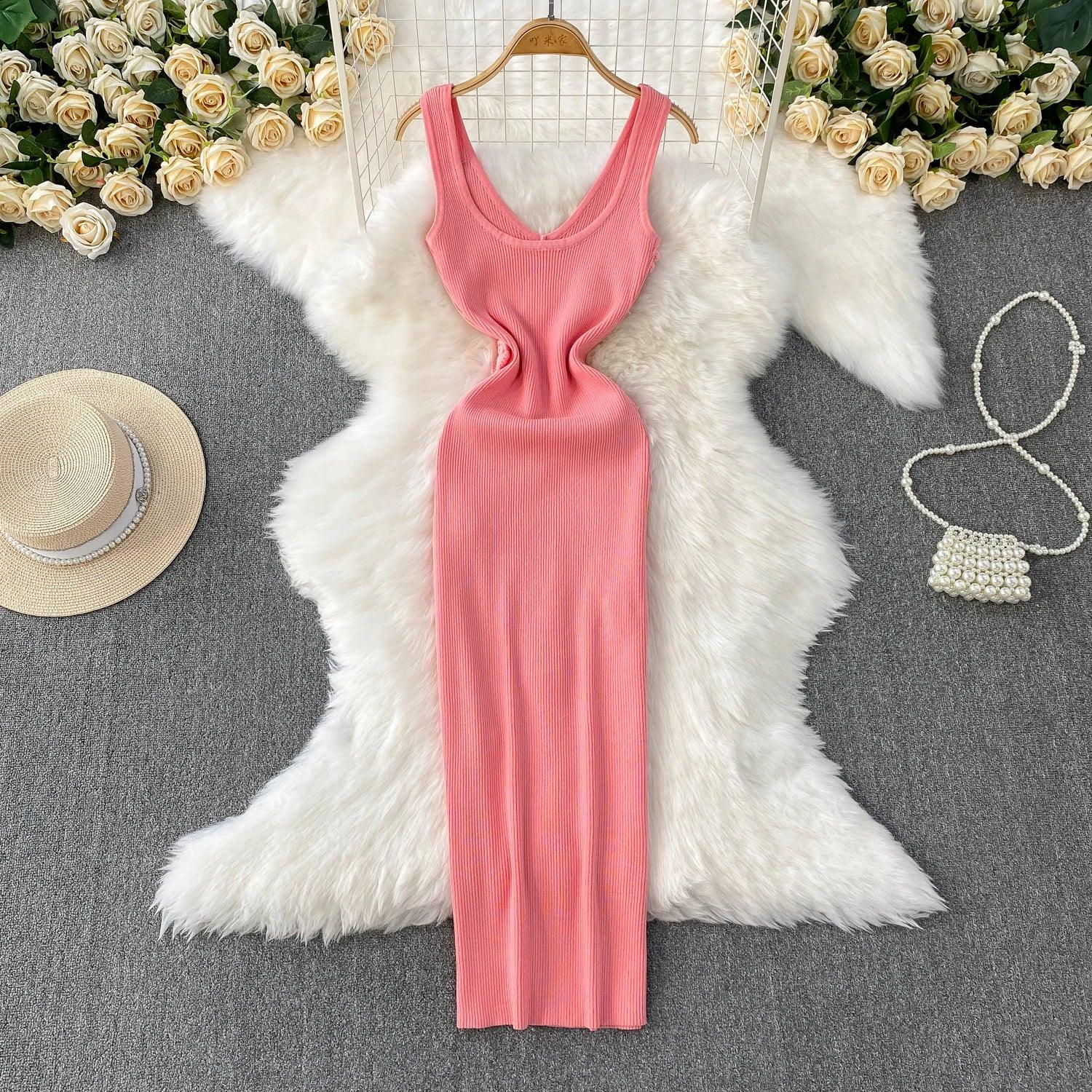 Chic Off Bodycon Dress Wrap Knitted - Piña Colada