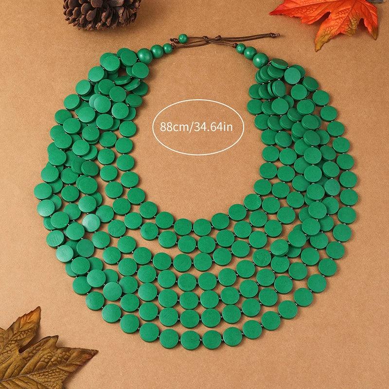 Multi-color Necklace Wooden - Piña Colada