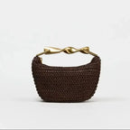 Summer Half-Moon Beach Straw Shoulder Bags Women's - Piña Colada
