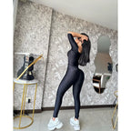 Hollow Out Long Sleeve Jumpsuit - Piña Colada