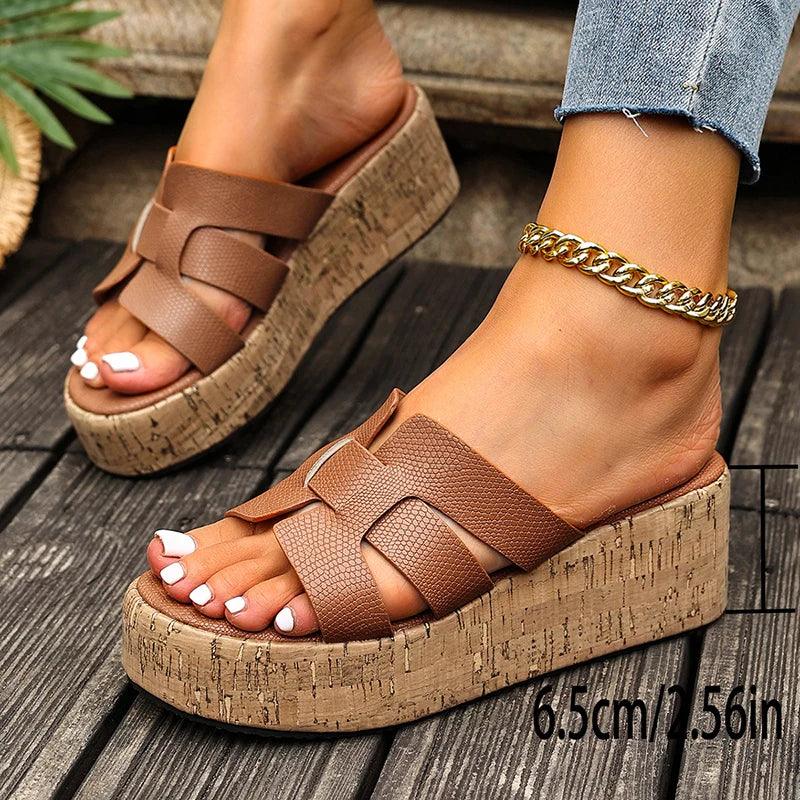 Chunky Wedge Platform Sandals – Summer Comfort Style - Piña Colada