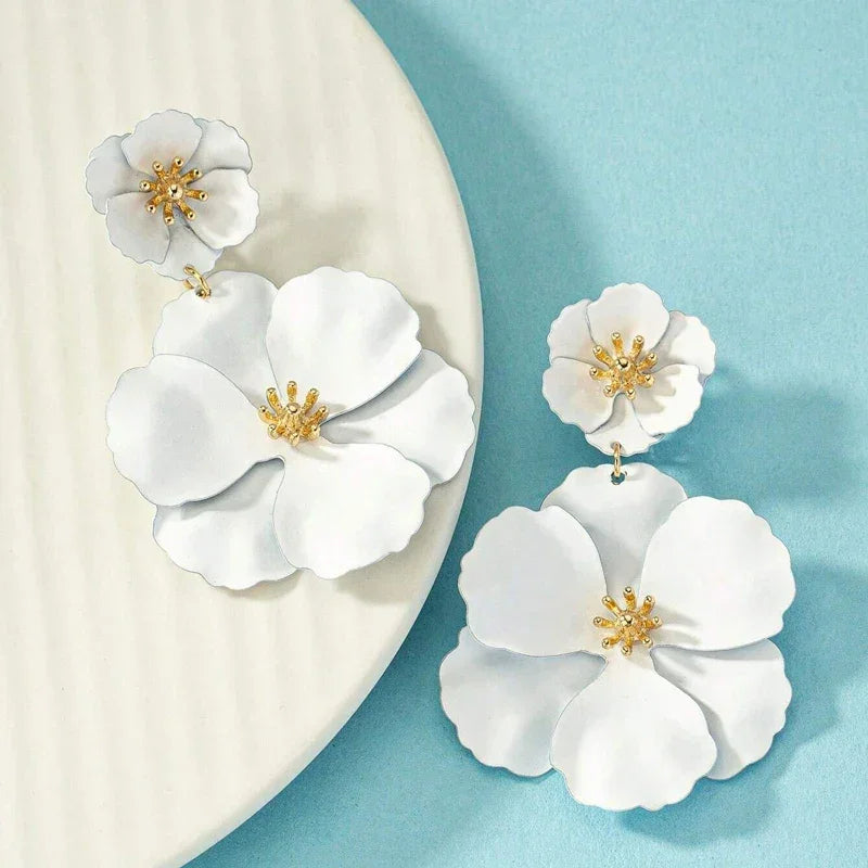 Flower Drop Earrings - Piña Colada