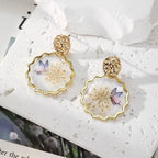 Natural Flower Dangle Earrings - Piña Colada