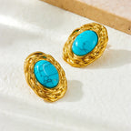 316L Stainless Steel Golden Turquoise Pendant - Piña Colada