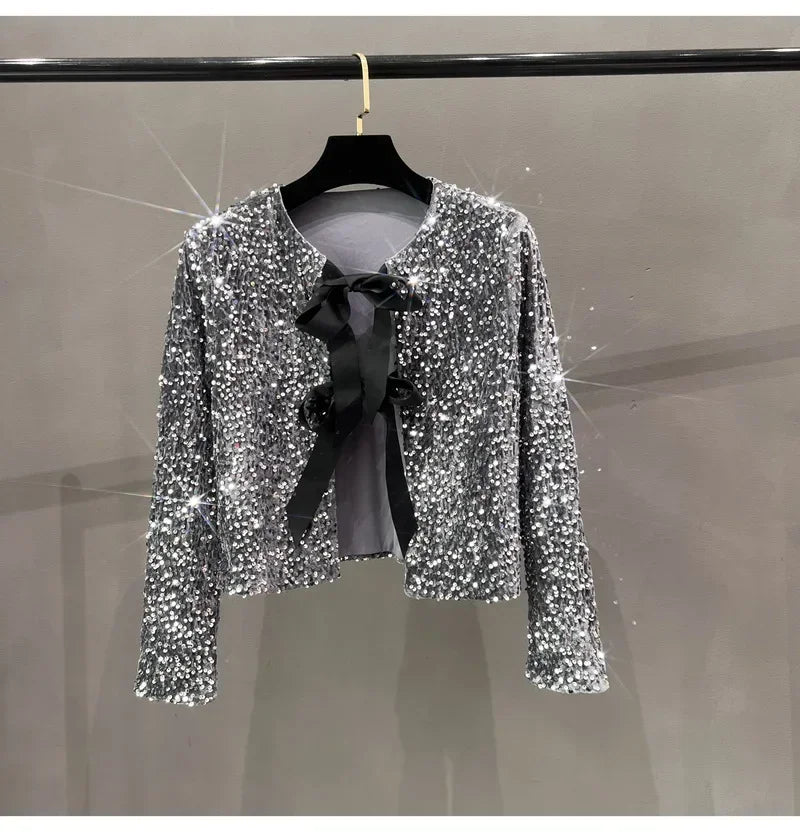 Sequins Jacket Bow Top - Piña Colada