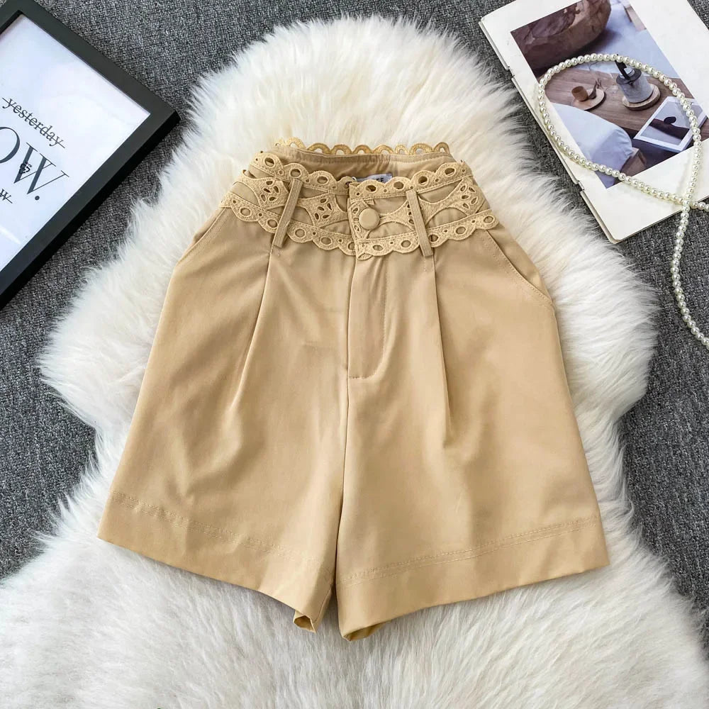 High-Rise Wide Leg Shorts - Piña Colada