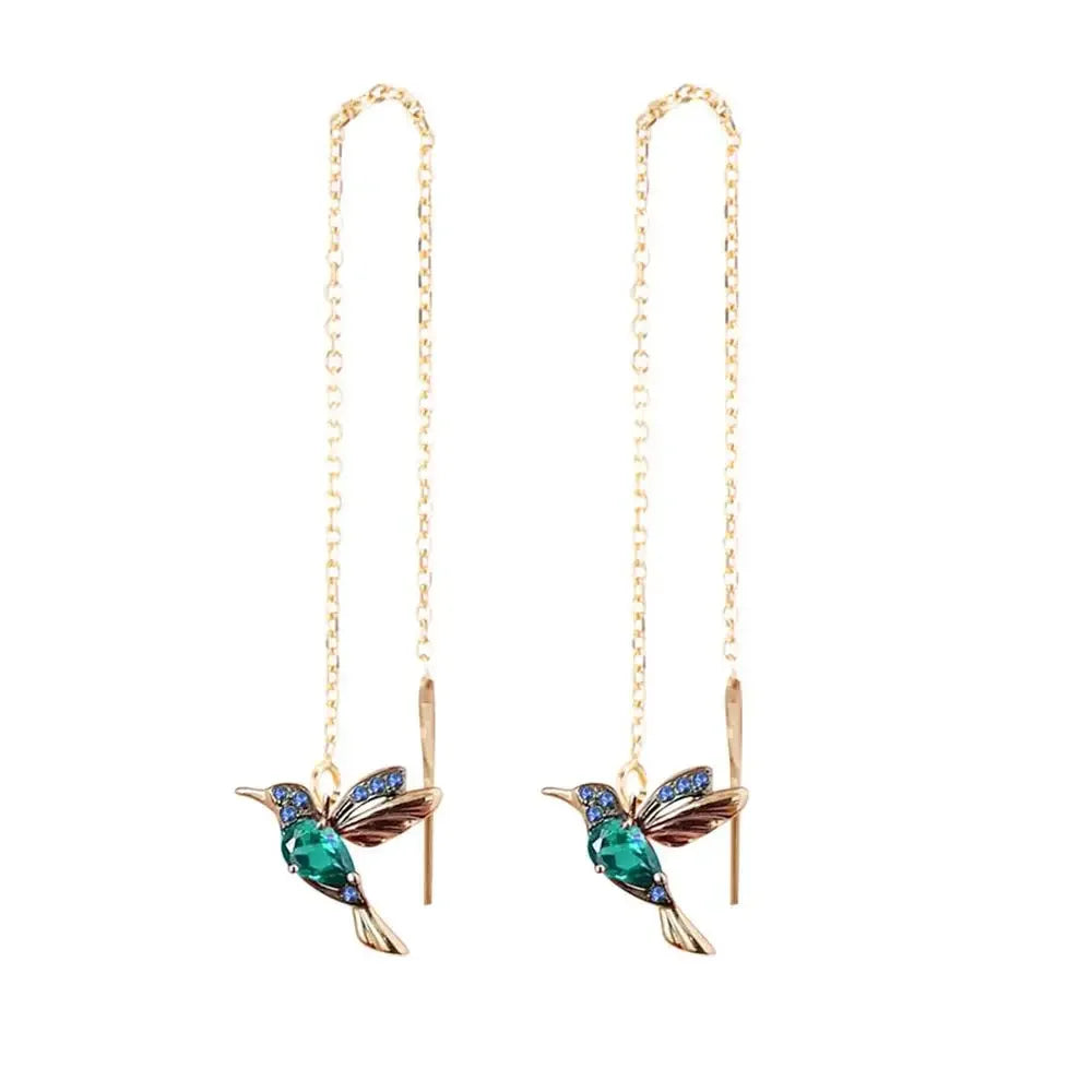 Zircon Crystal Pearls Long Tassel Butterfly Earrings - Piña Colada