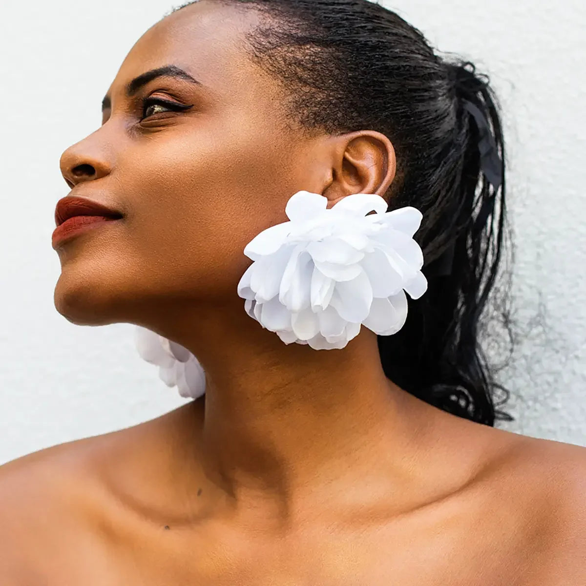 Red Big Flower Drop Earrings - Piña Colada