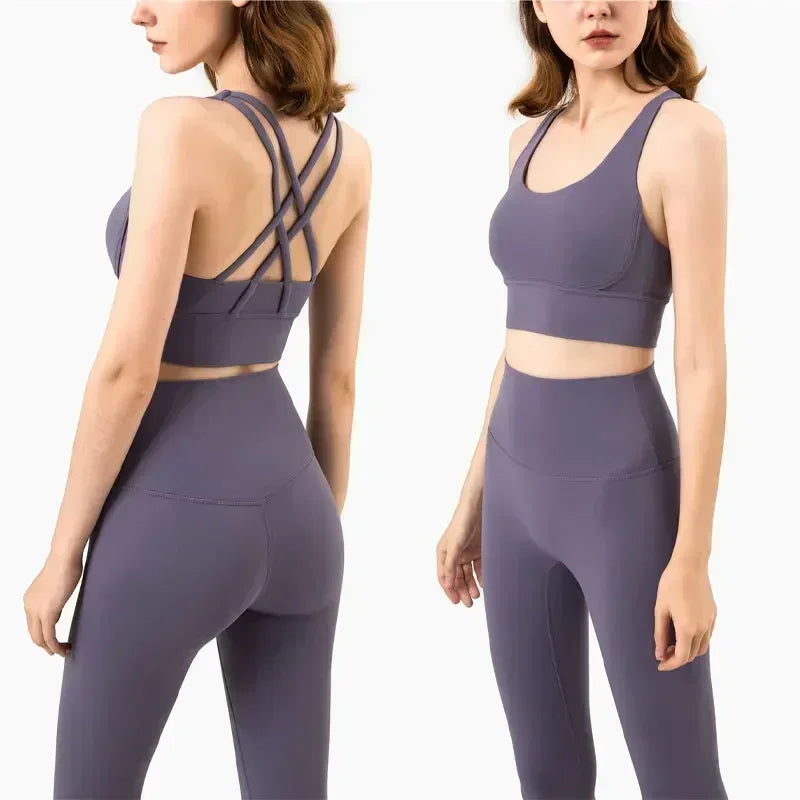 High-Waist Sports Leggings with Phone Pocket Set - Piña Colada