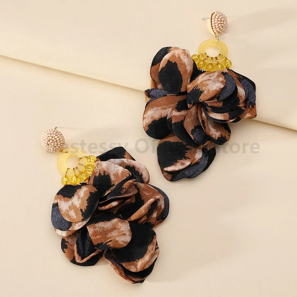 Boho Multicolor Cotton Flower Earrings - Piña Colada