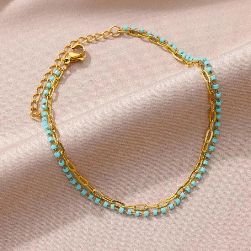 Stainless Steel Gold-Plated Anklet for Women - Piña Colada