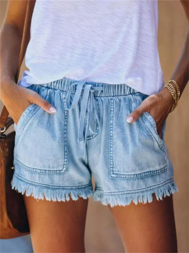 Denim Shorts Elastic Waist - Piña Colada