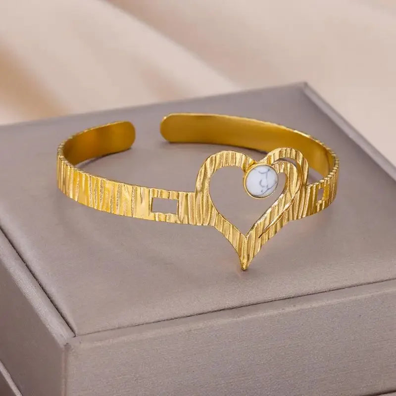 18K Gold-Plated Stainless Steel Cuff Bracelet for Women - Piña Colada