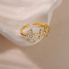 Gold Ocean Starfish & Shell Open Ring - Piña Colada