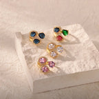 Rings Gold Plated Colorful Stone - Piña Colada