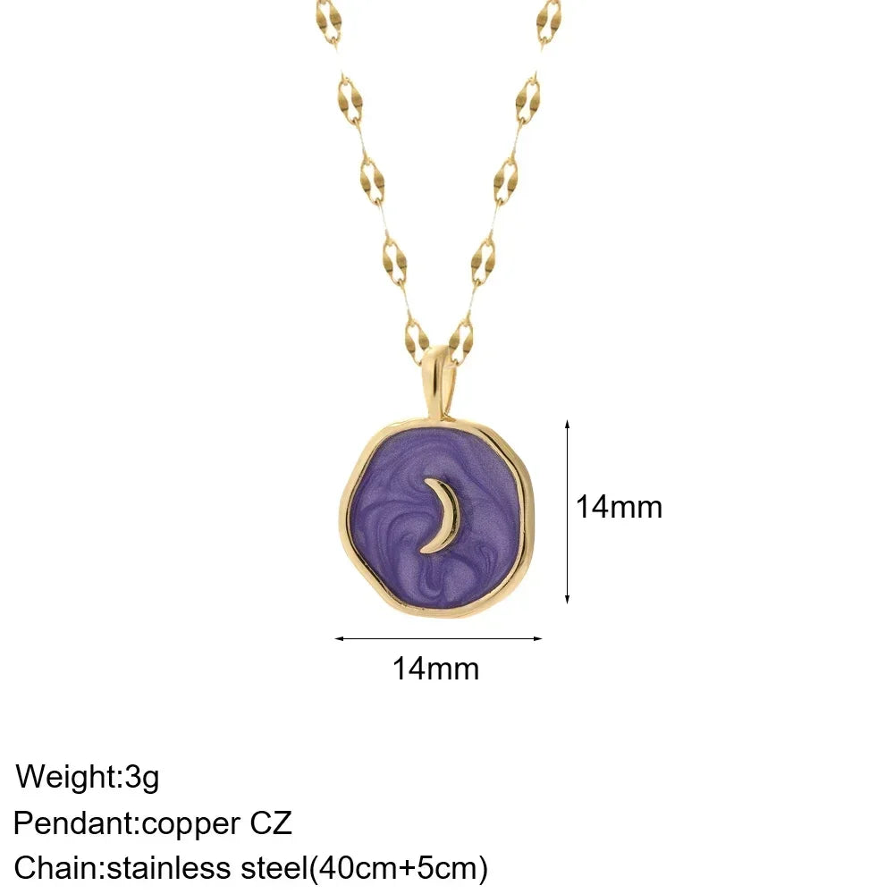 Gold Pendant Long Stainless Steel Chains - Piña Colada