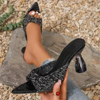Crystal High Heels Sandals - Piña Colada