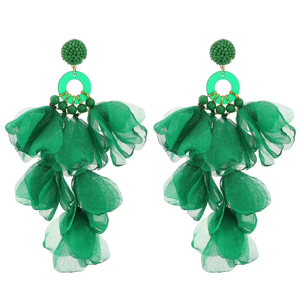 Lace Flower Cotton Drop Earrings - Piña Colada