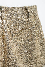 Sequins Mid-waist Casual Shorts - Piña Colada