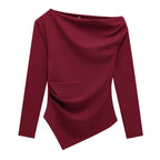 Asymmetrical Square Neck Crop Blouse – Streetwear Chic - Piña Colada