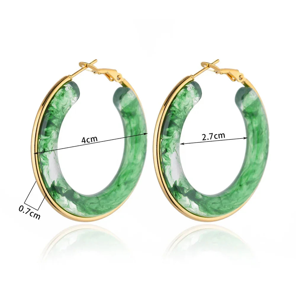 Trendy Acrylic Hoop Earrings - Piña Colada