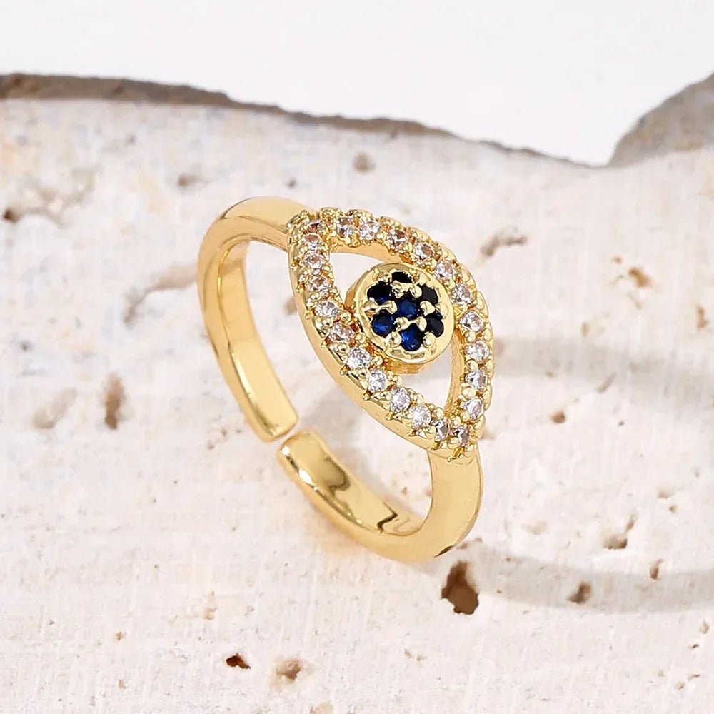 Hollowed out Evil Eye Ring - Piña Colada