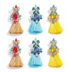 Boho Rhinestone Leaf Tassel Earrings – Statement Dangle Earrings for Women - Piña Colada