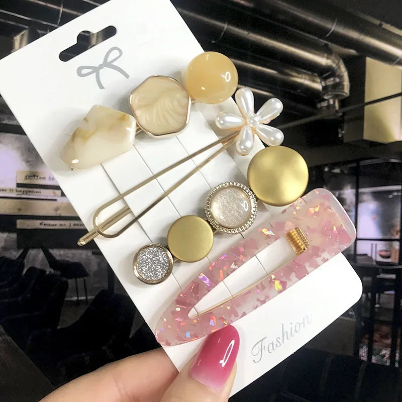 3/4pcs Set Pearl Hair Clip - Piña Colada