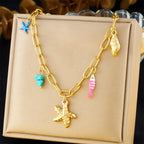 Stainless Steel Pearl Necklace - Piña Colada