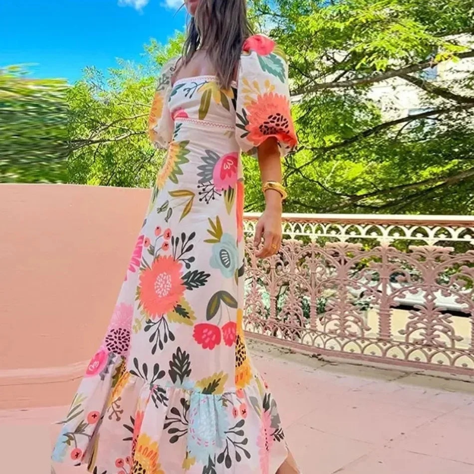 Elegant Womens Dresses Summer Print - Piña Colada