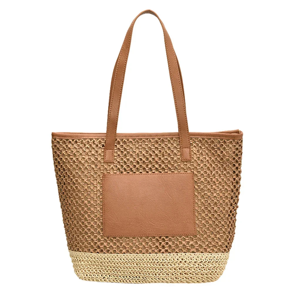 Women Straw Crochet Beach Handbag - Piña Colada