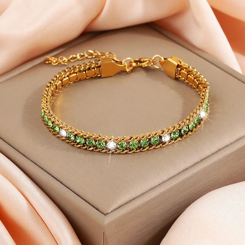 Cubic Zirconia Stainless Steel Bracelet