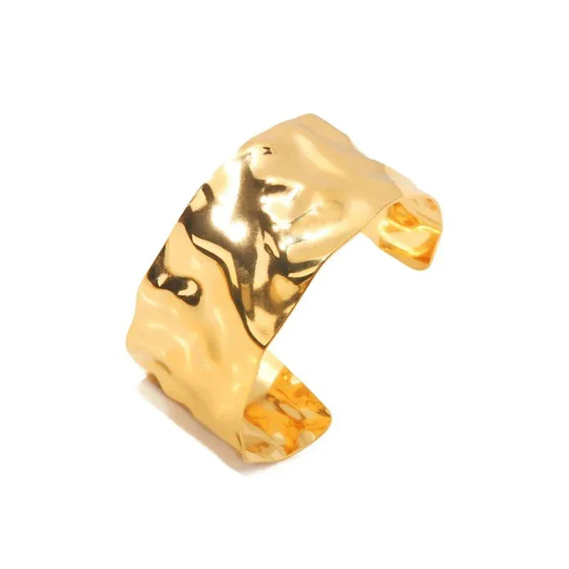 Wide Large Metal Cuff Open Bangles - Piña Colada