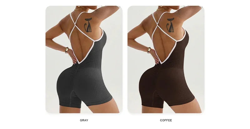 Sexy Backless Jumpsuit Women Yoga - Piña Colada