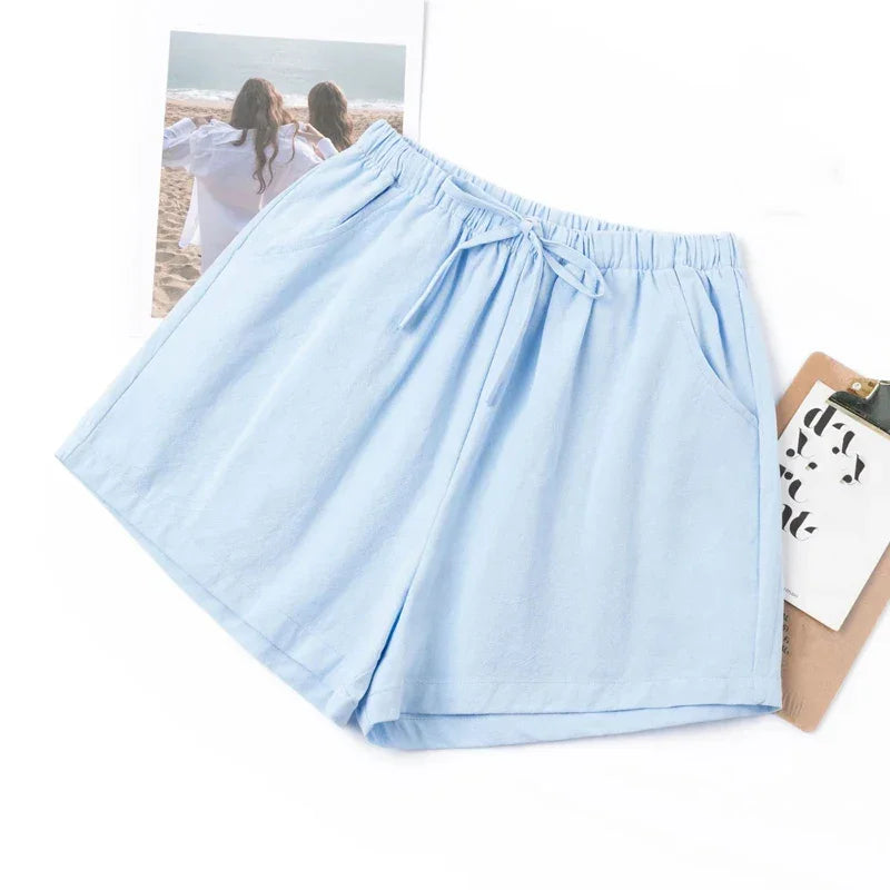 Summer Women Cotton Linen Shorts - Piña Colada